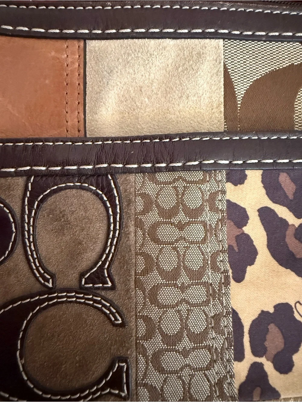 Coach Patchwork Animal Print Messenger Crossbody Bag Y2K